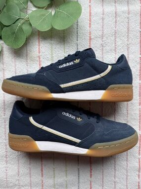 Adidas Continental 80 Navy Suede Sneakers Gum Sole Womens Size 7